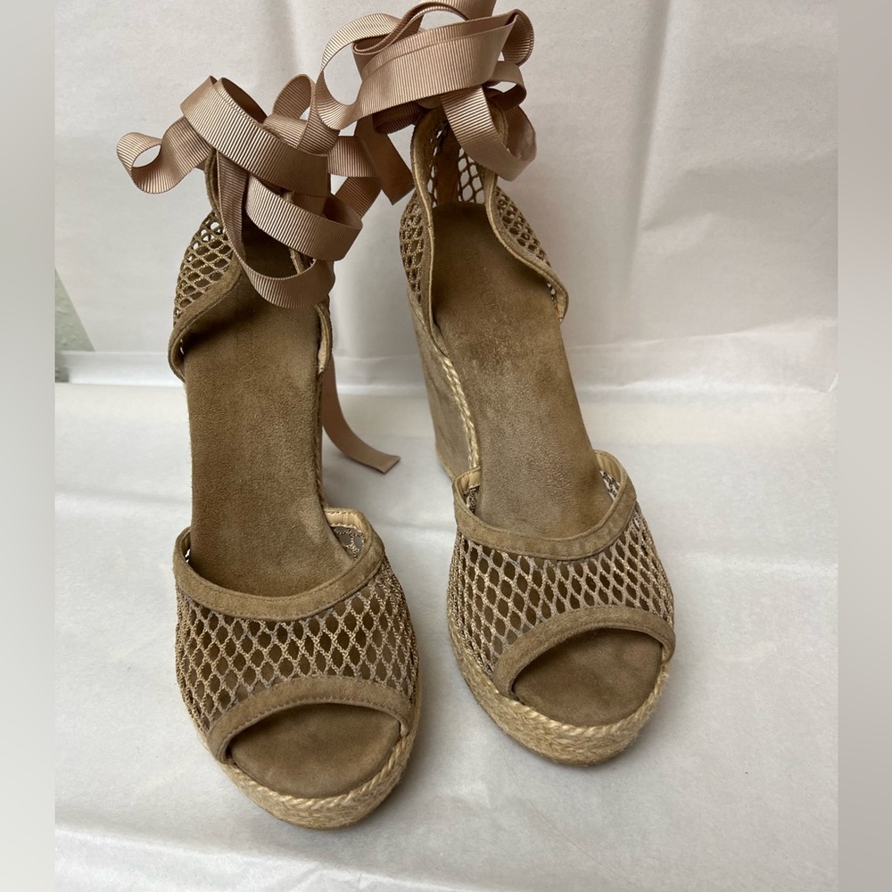 Jimmy Choo suede mesh espadrilles.